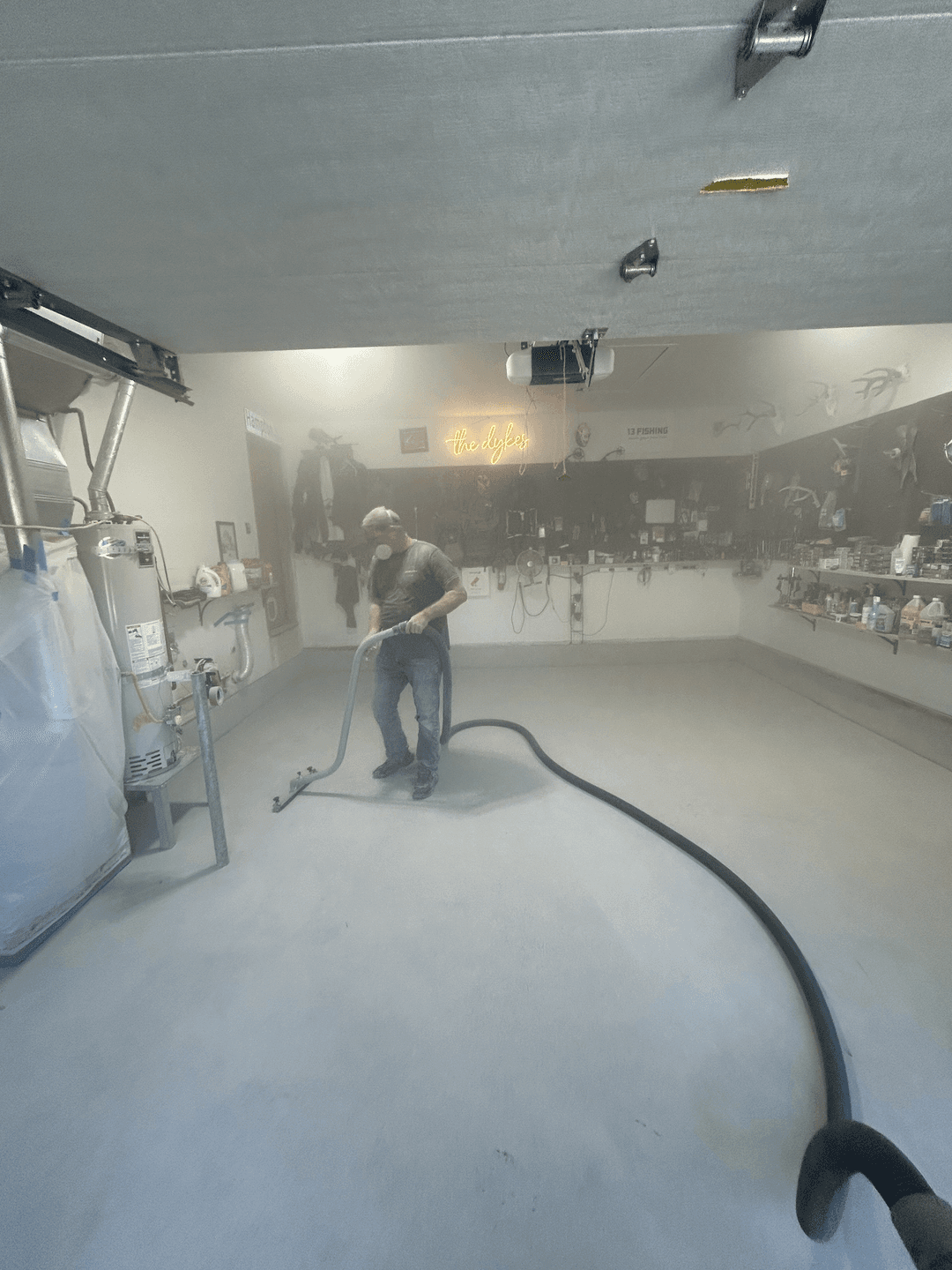 cleaning a concrete floor